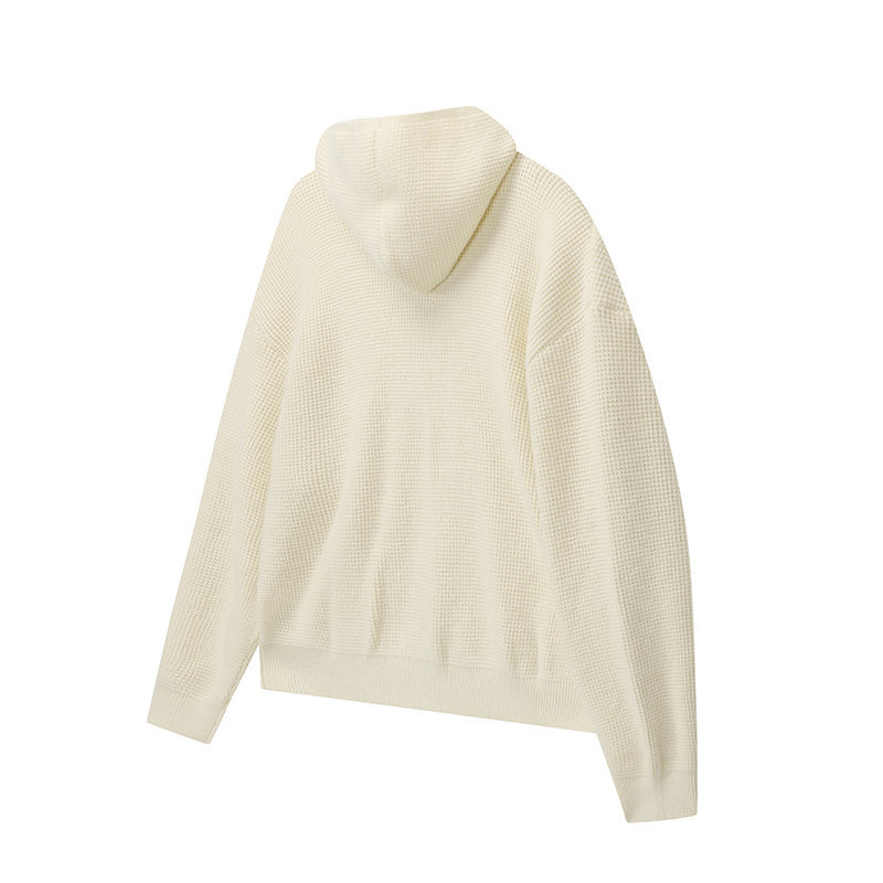 Relaxed Plain Ribbed Hood Wrap Cardigan