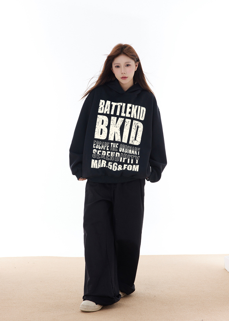 Urban Typography Long Sleeve Hoodie