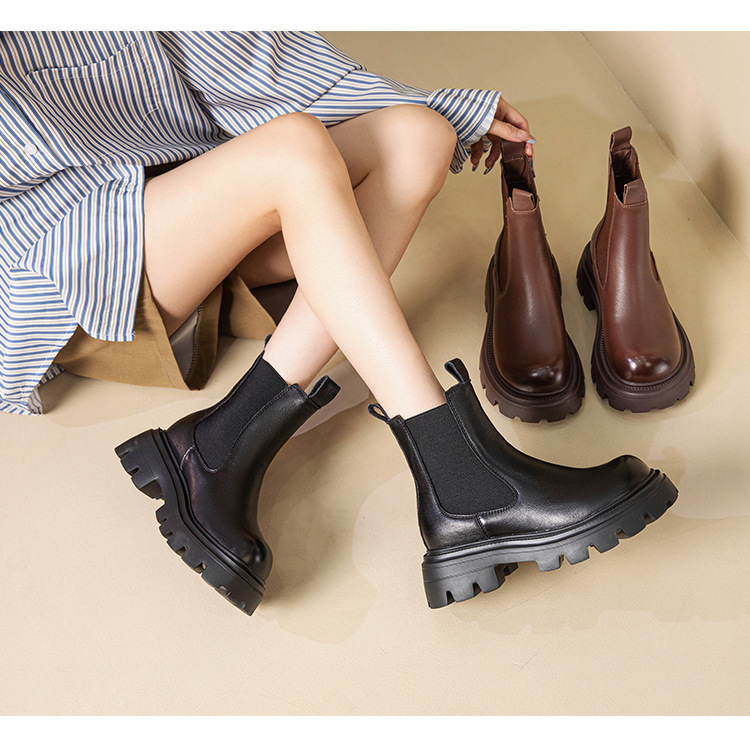 Height increasing short boots with plush chimney single boots