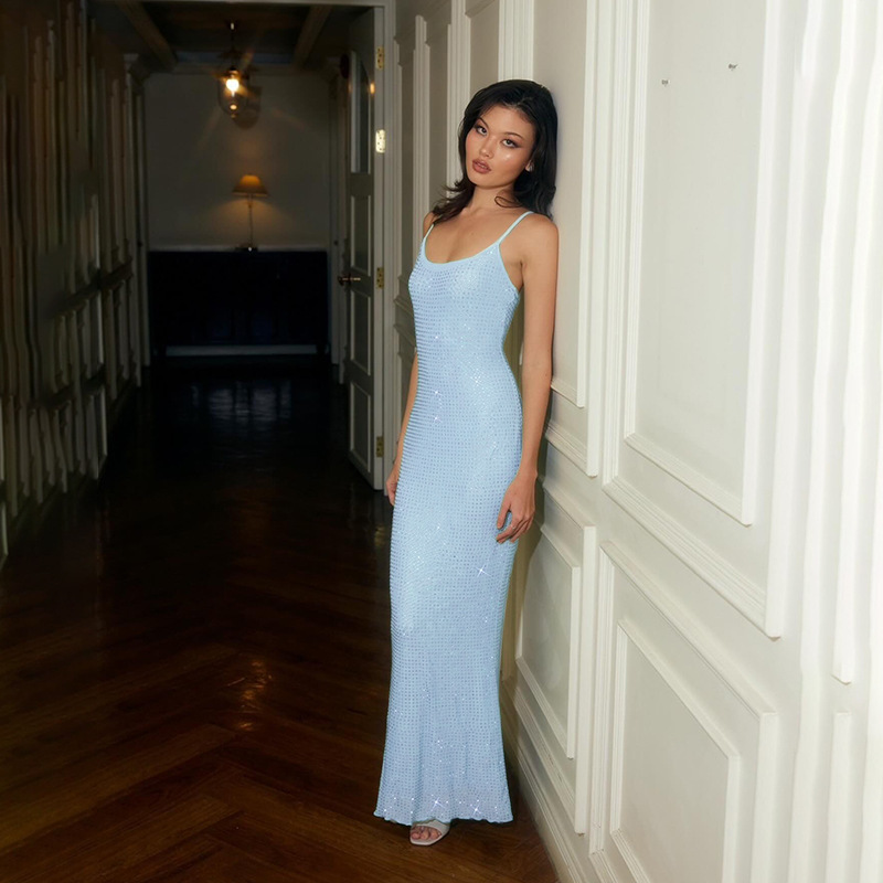 High Waist V-Neck Sleeveless Maxi Dress