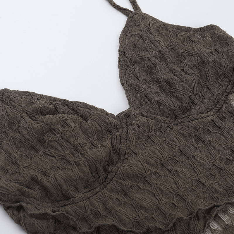 Figure-Hugging Asymmetric Scalloped Plunge Top