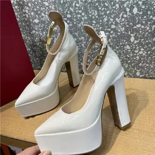 Ladies Shiny Stiletto Raised Sole Evening Shoes