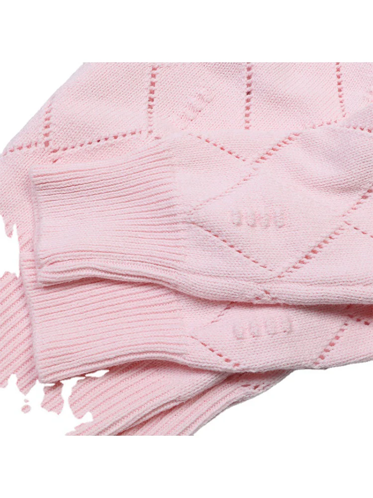 Ladies Open Front Checked Cotton Polyester Sweater