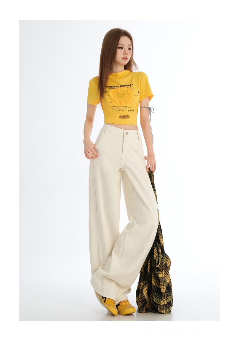 Light-colored Wide-leg Jeans for Women - Summer New Arrival, Split Design Loose Fit Concealing Meaty Legs with Vertical Feel Banana Flare Pants