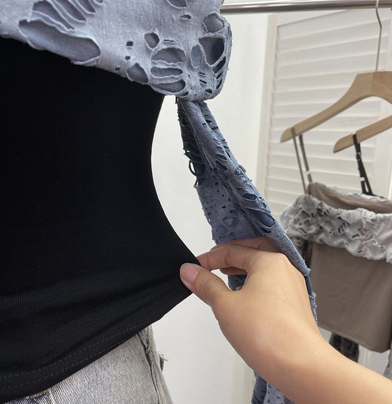 Cutout Full Sleeve Cropped T-Shirt