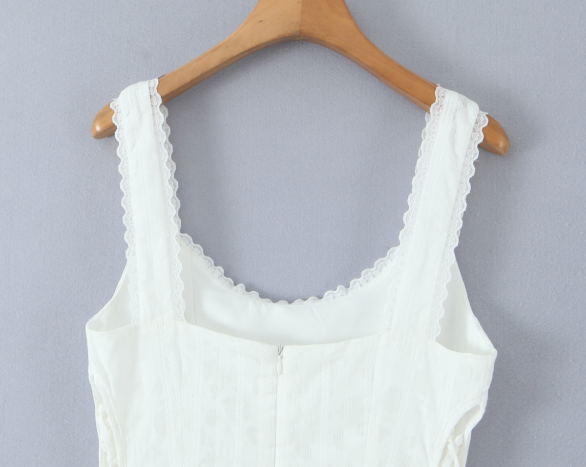 U-Neck Sleeveless Fresh Solid Mid-Waist Polyester Dress