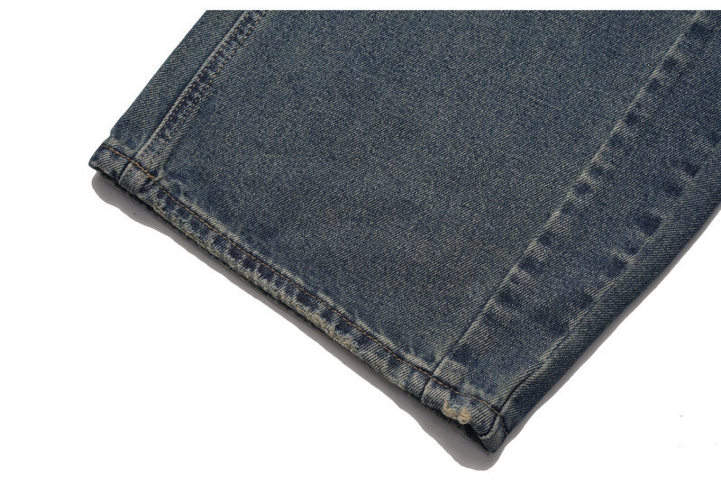 Heavy Washed Panelled Patchwork Loose Wide Leg Knife Cut Denim Pants