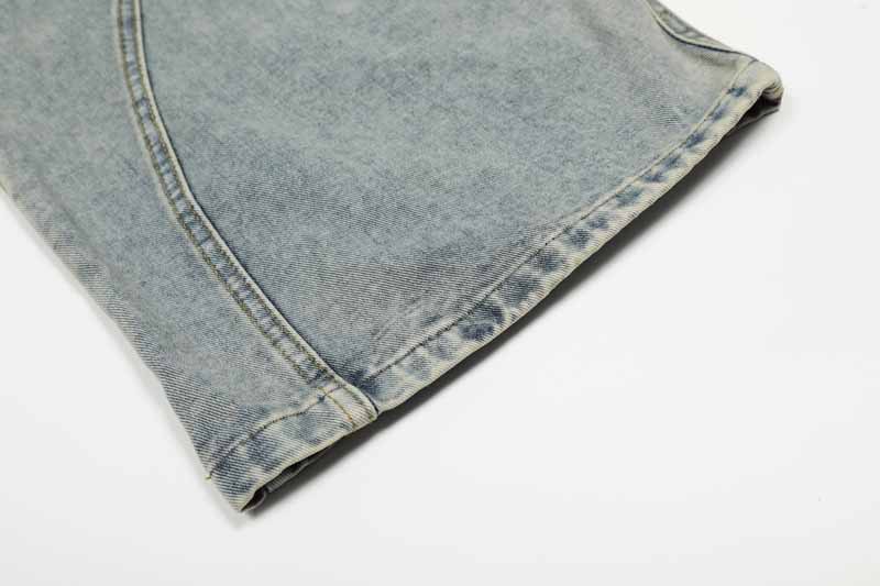 Streetwear Hip-Hop Deconstructed Patchwork Knife-Edge Jeans Unisex Loose Distressed Washed Vintage Wide-Leg Pants