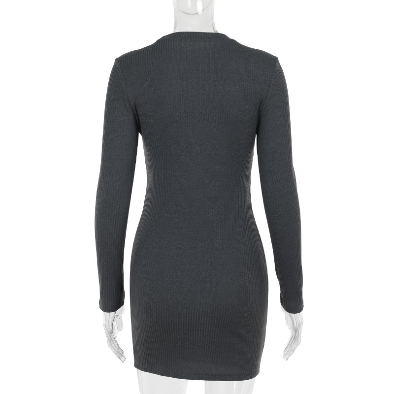 Round Neck Bodycon Full Sleeve High Waist Dress