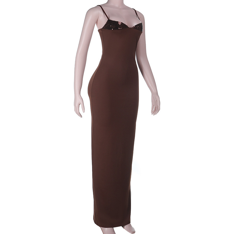 One Shoulder Sleeveless High Waist Polyester Maxi Dress