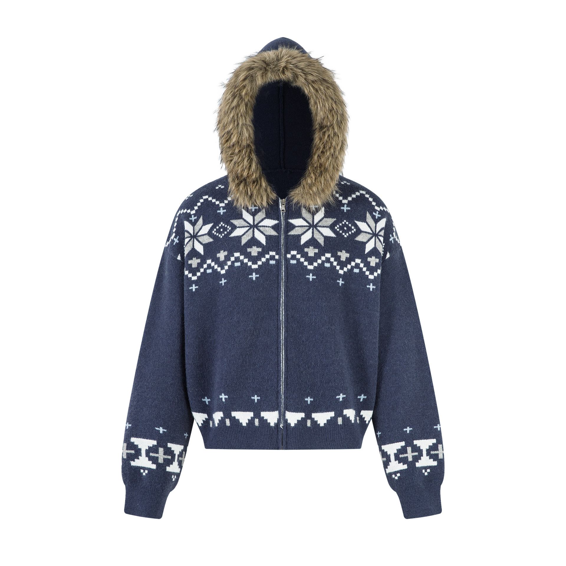American Retro Geometric Loose Fit Long Sleeve Hoodie