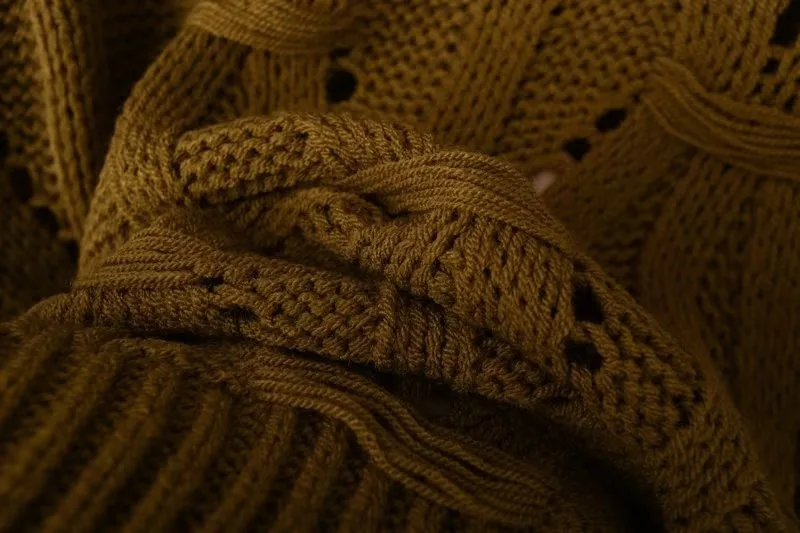 Ladies Relaxed Crew Neck Plain Openwork Sweater