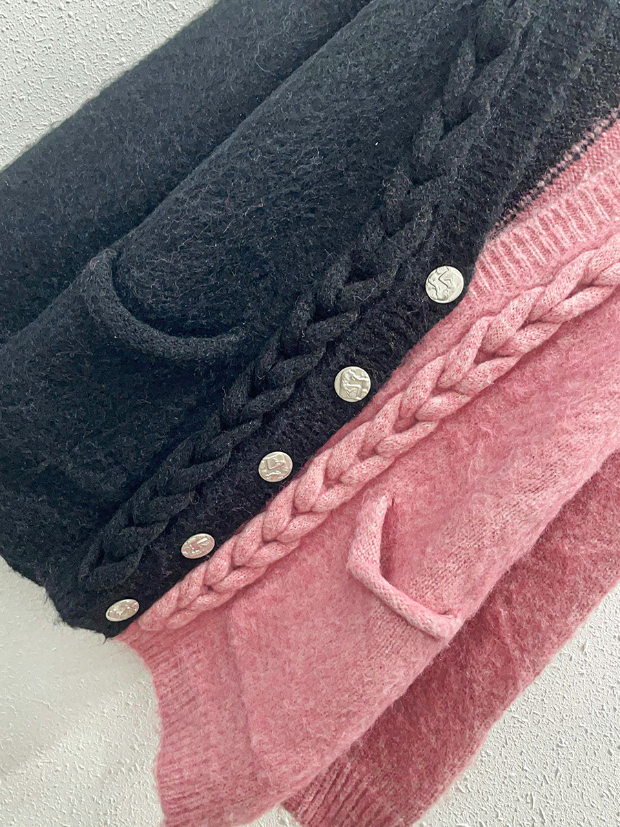 Ladies Colorblock Chunky Oversized Knitted Cardigan