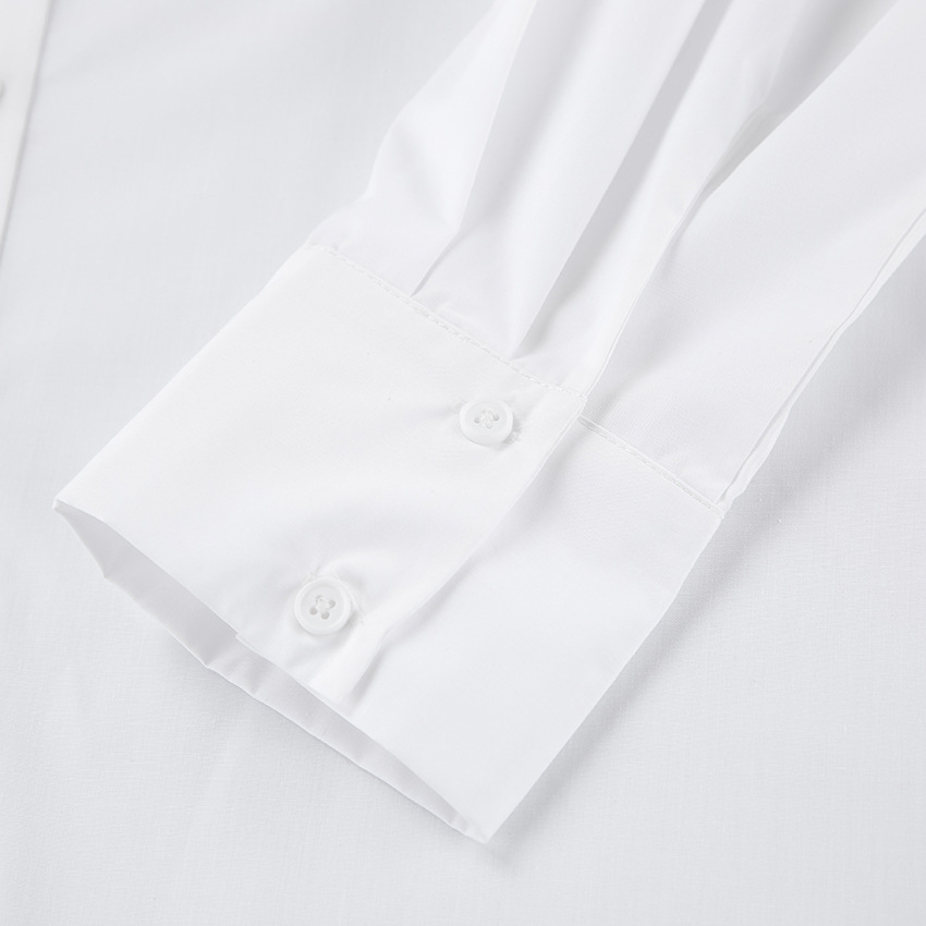 Office Cotton Polyester Lapel Relaxed Fit Top