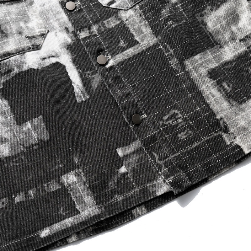 Fully printed washed collared shirt