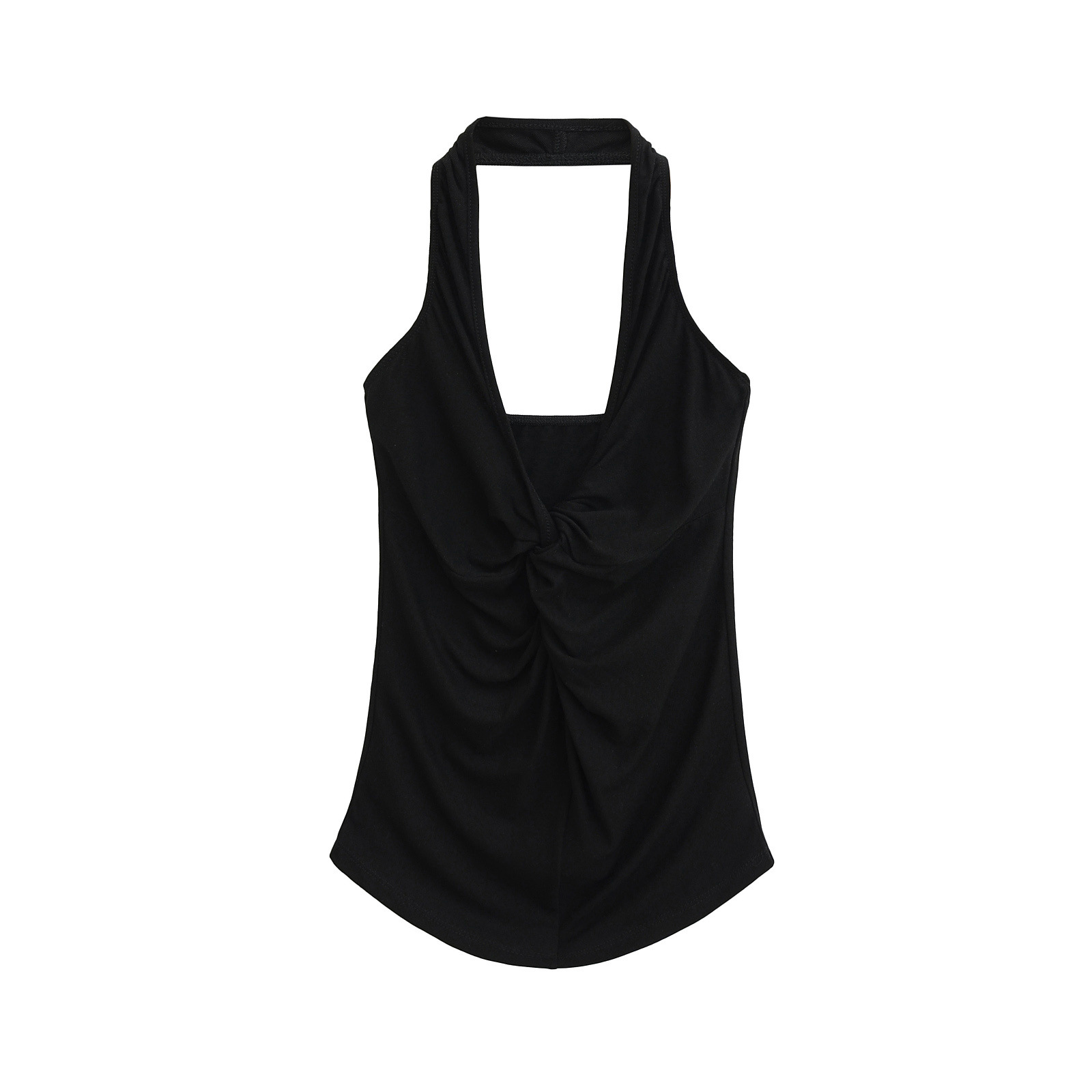 Slim Fit V-Neck Front Knot Strapless Tank Top for Women Sleeveless Top