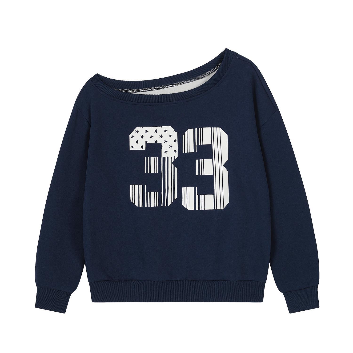 Asymmetric Text Cotton Polyester Hoodie Ladies