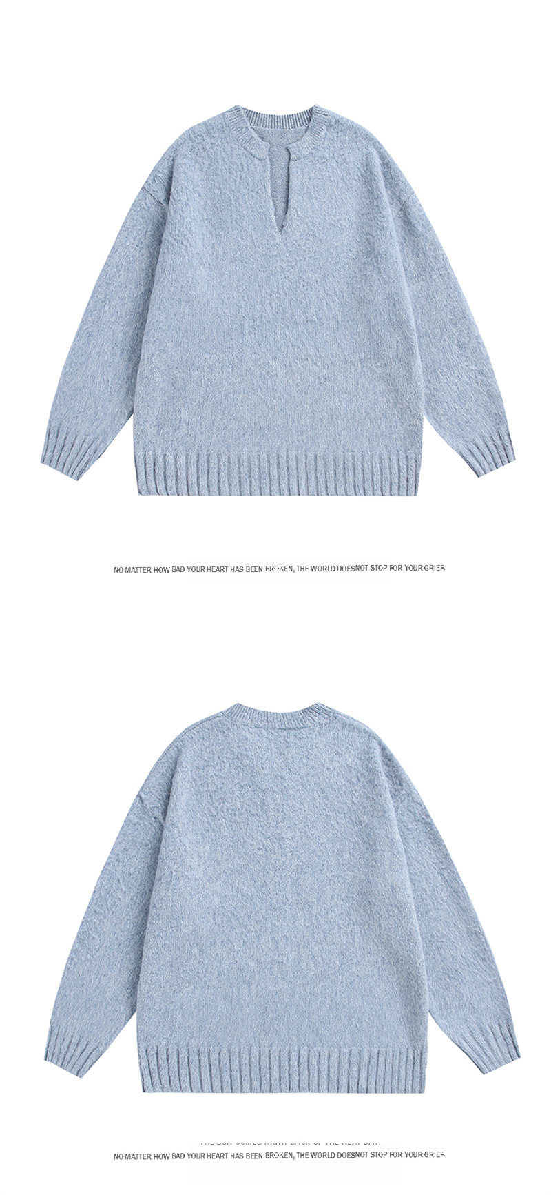 Long Sleeve Oversized Contrast Block Japanese Workwear Sweater