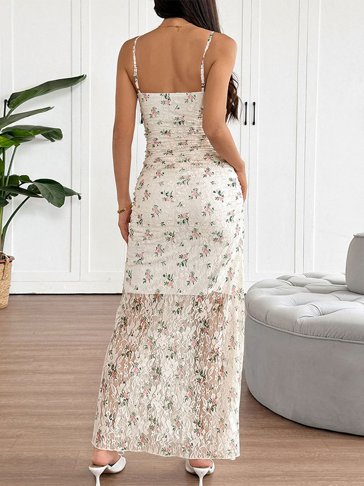 Tiered Patterned Side Split Dress