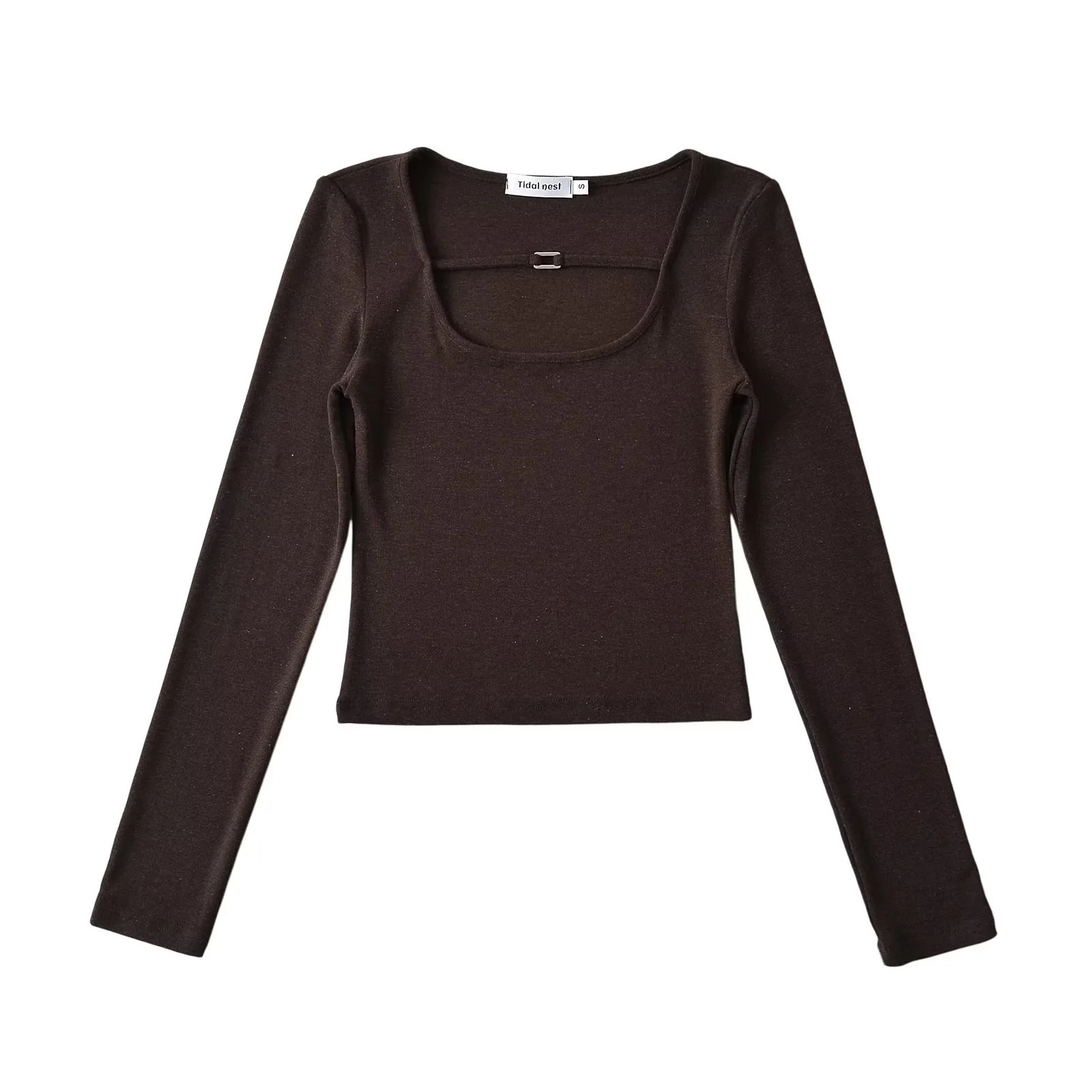 Wide Scoop Long Sleeve Cotton Top