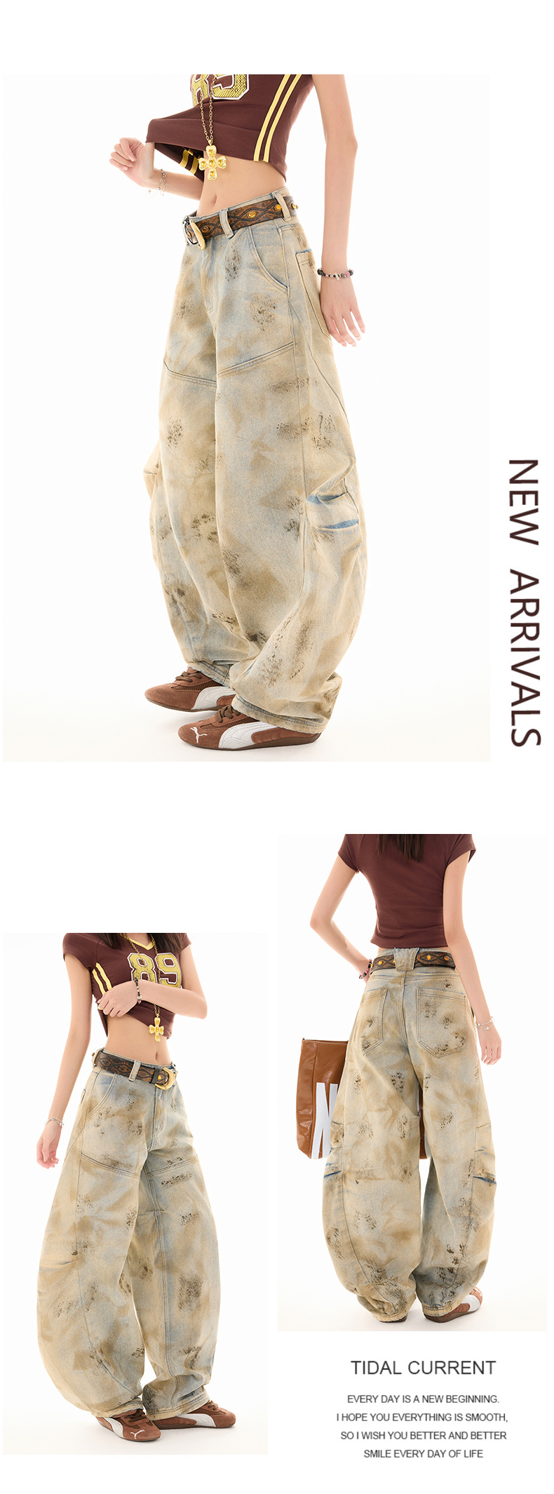 Women's Distressed Scythe Jeans Unique Design Loose Scythe Pants