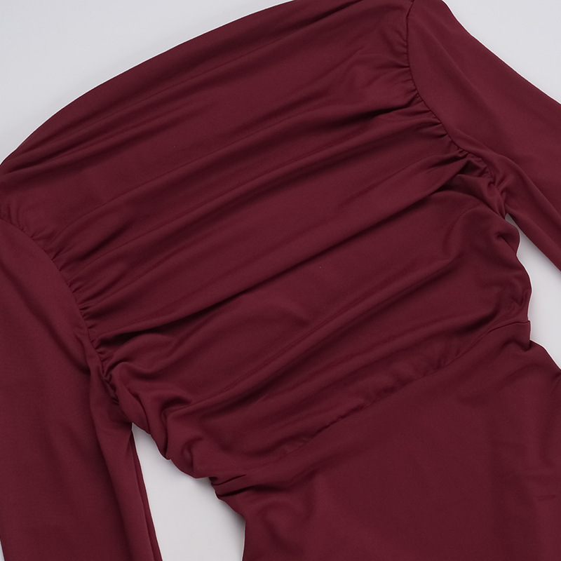 One Shoulder Open Back Full Sleeve Dress