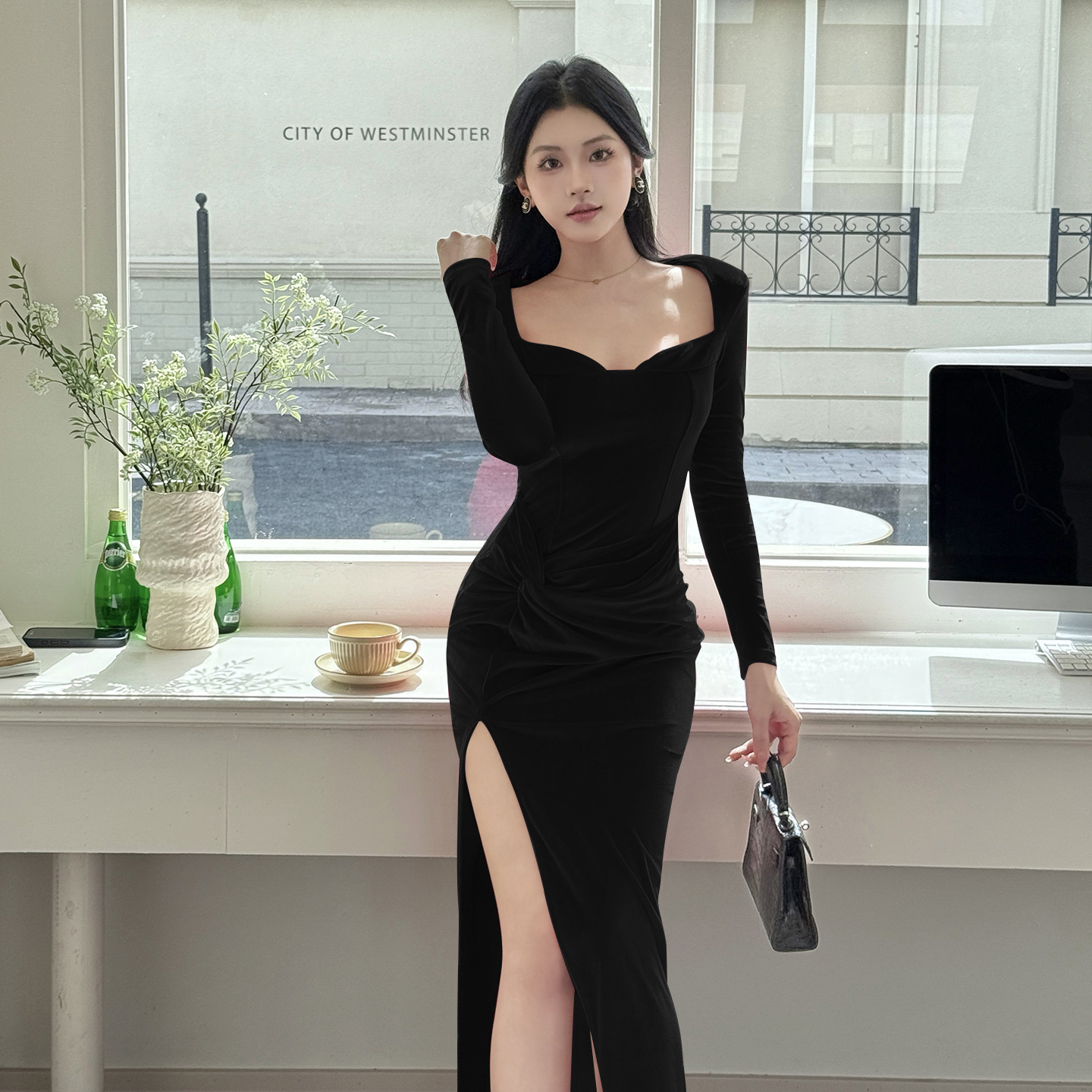 Bodycon Maxi Dress with Side Split