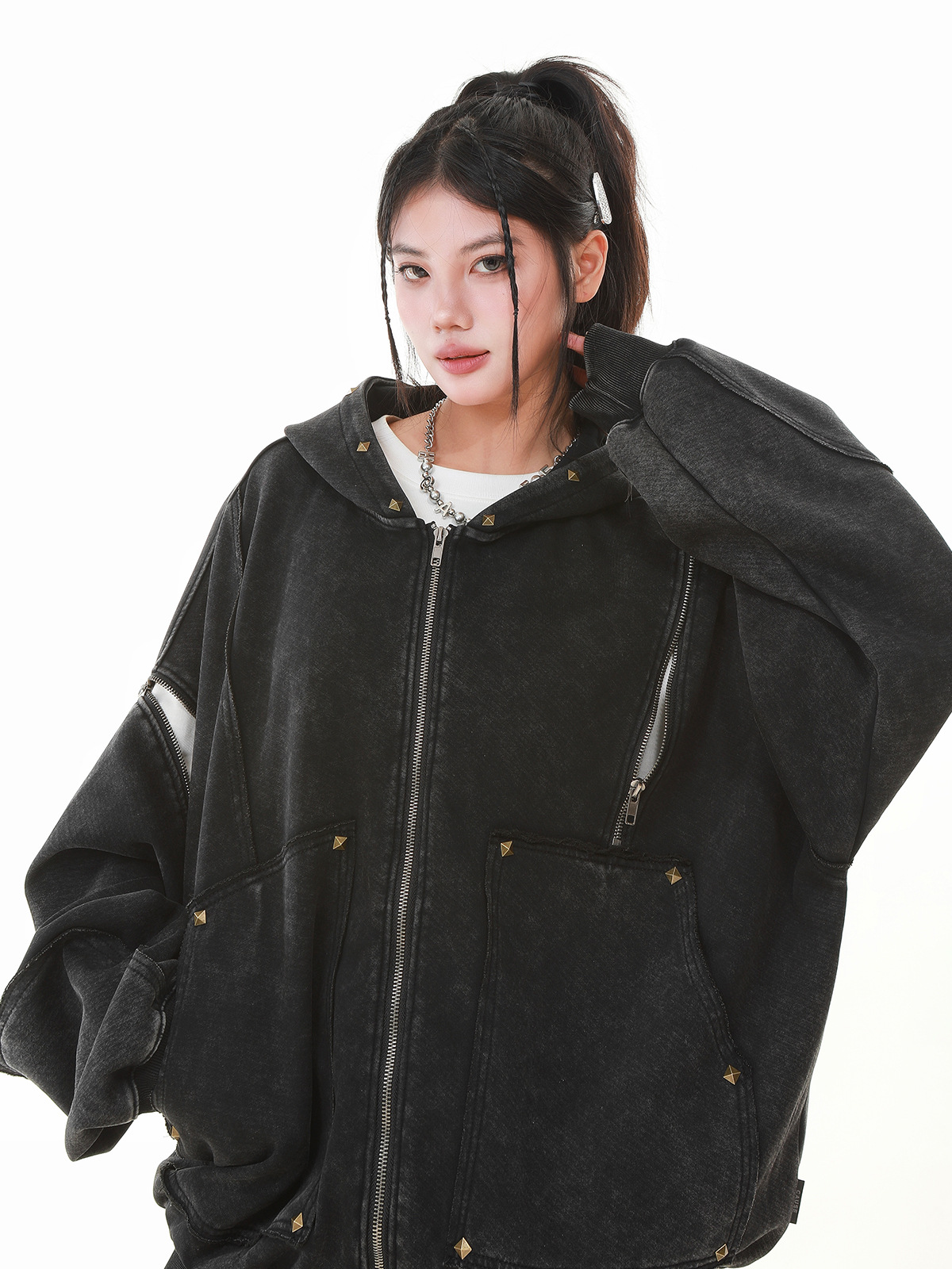 American Vintage Loose Fit Zipper Front Hoodie