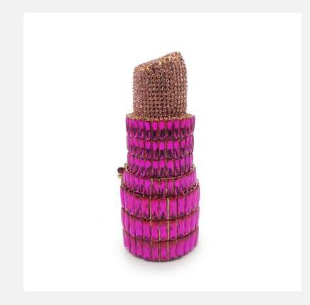 Diamond Novelty 3D Lipstick Clutch Purse For Women Crystal Evening Bags Female Party Dinner Rhinestone Handbags And Purses
