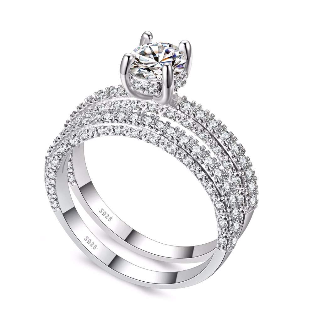 High quality Rose Gold White gold Women Fashion AAAA Cubic Zirconia Wedding Engagement ring