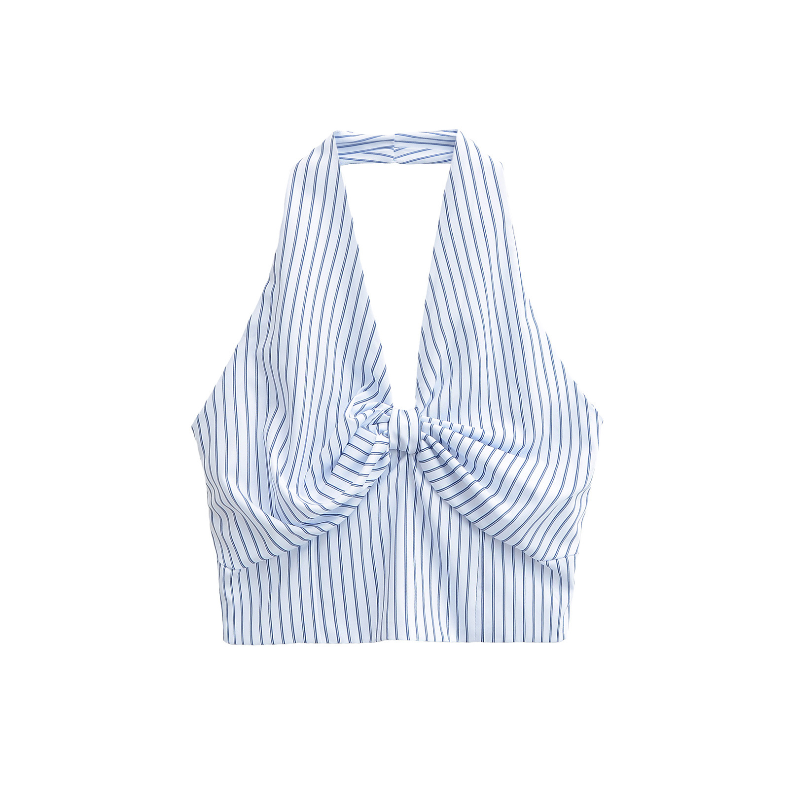 Sleeveless Stripe Cutout Halter Cami Top