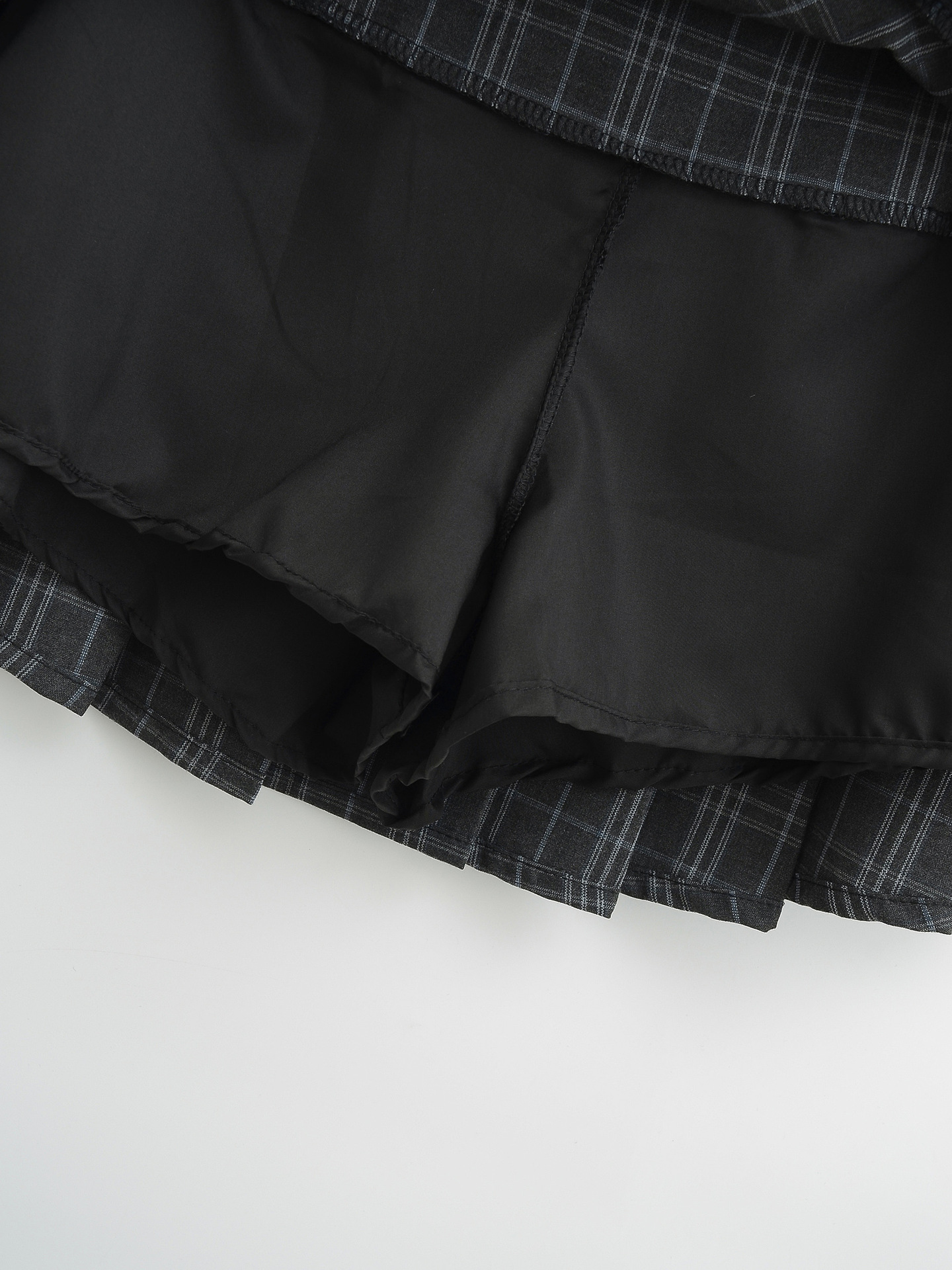 High Waist Slimming Small Plaid Belt Pleated Skirt Short Skirt