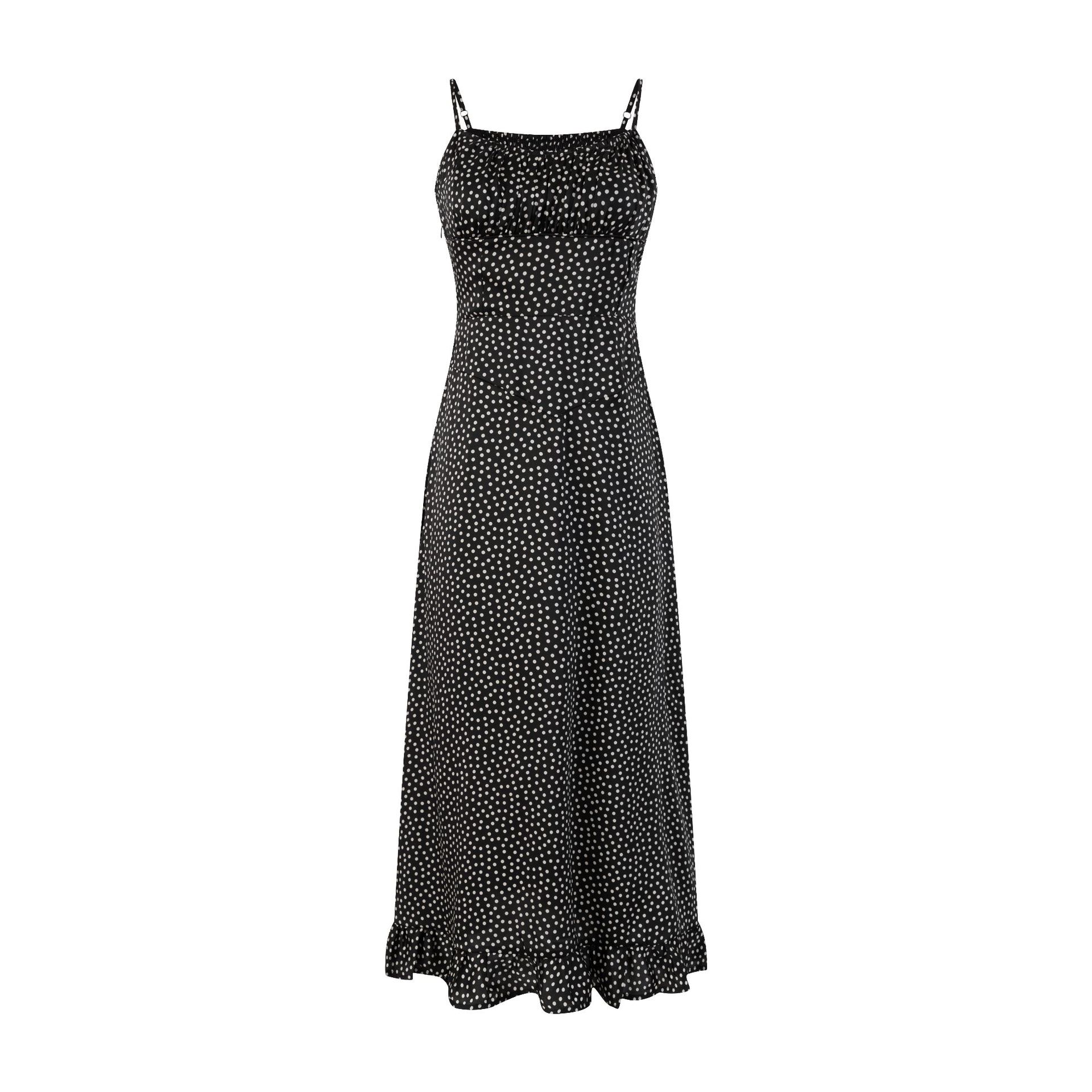 Polka Dot Print Strapless Dress