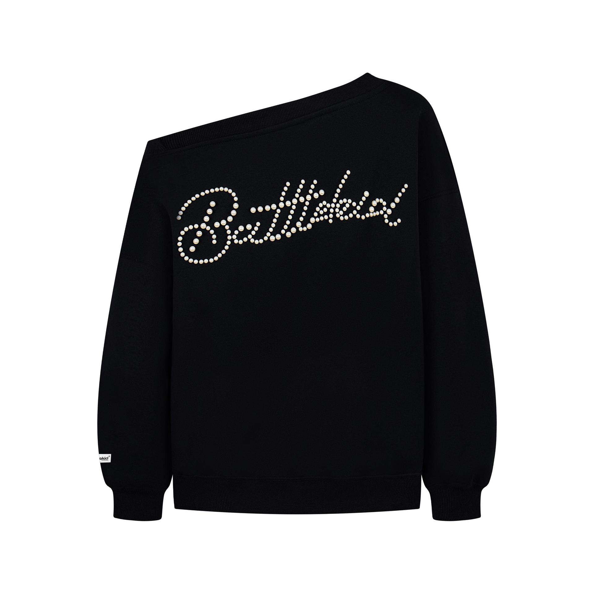 Cotton Asymmetric Monogram Embellished Hoodie