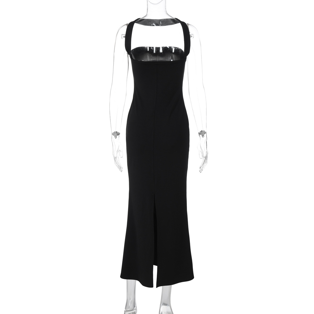 Asymmetrical Open Back Body-Hugging Side Vent Dress