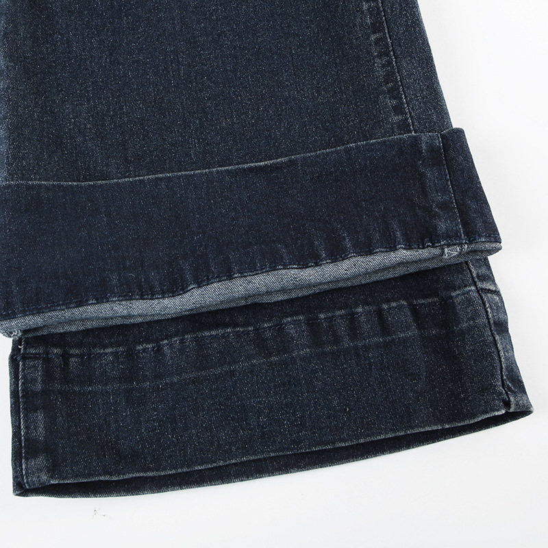 Retro hot girl washed and worn low waisted slightly flared jeans