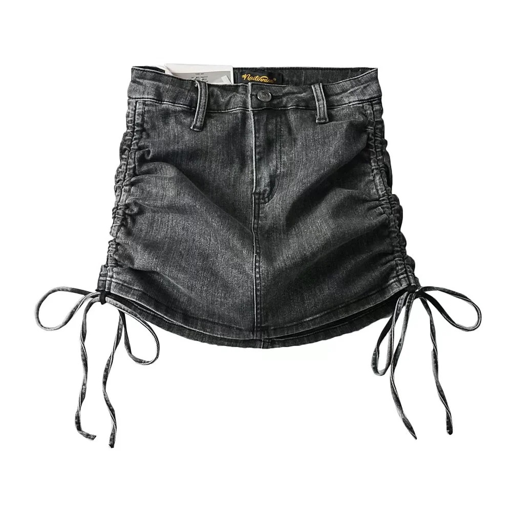 Bodycon Solid Streetwear Adjustable Cinch Waist Skirt