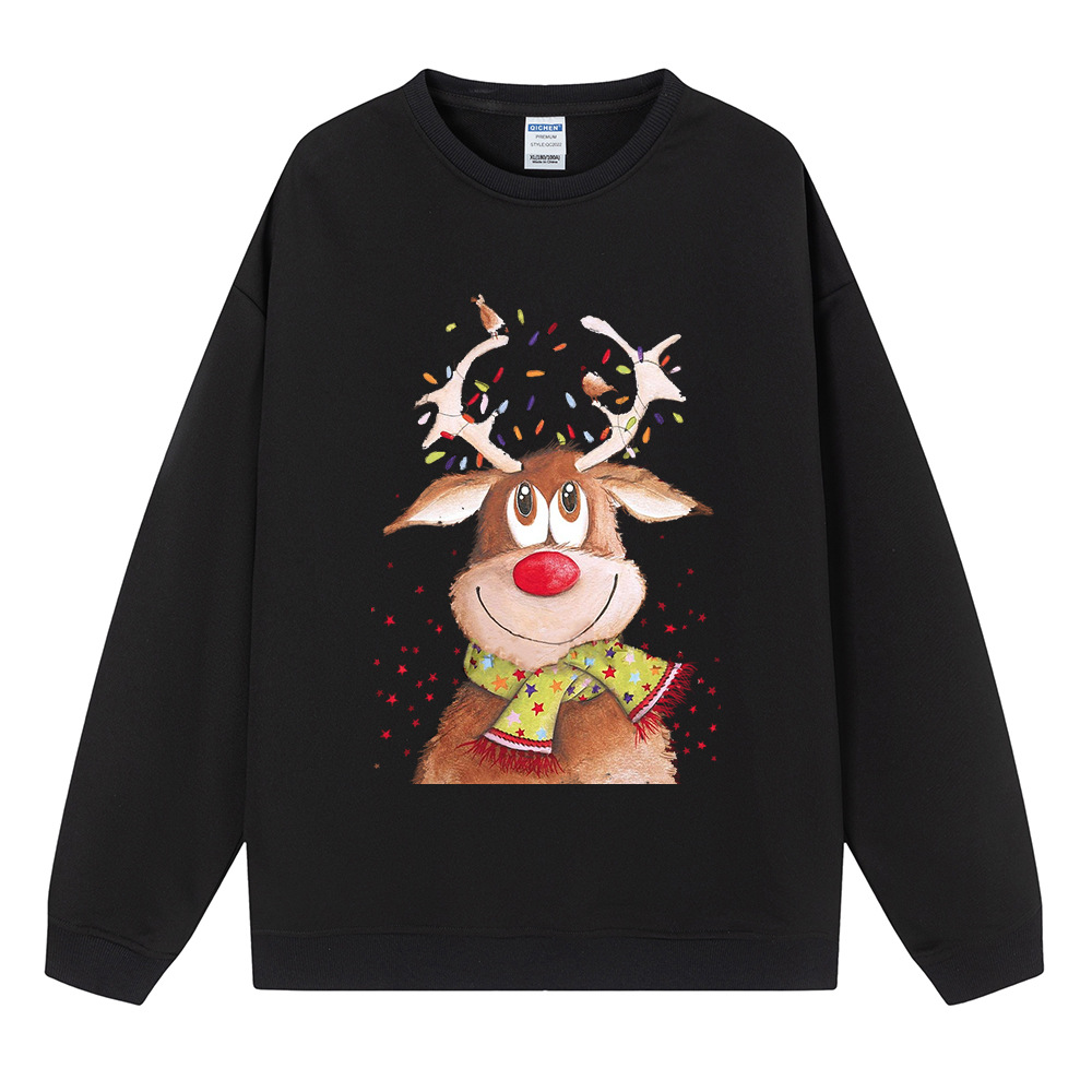 Ladies Oversized Winter Deer Anime Cotton Hoodie