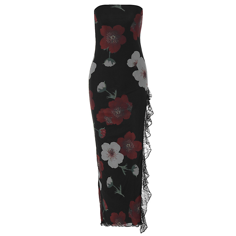 Bodycon Graphic Polyester Side Split Tank Dress