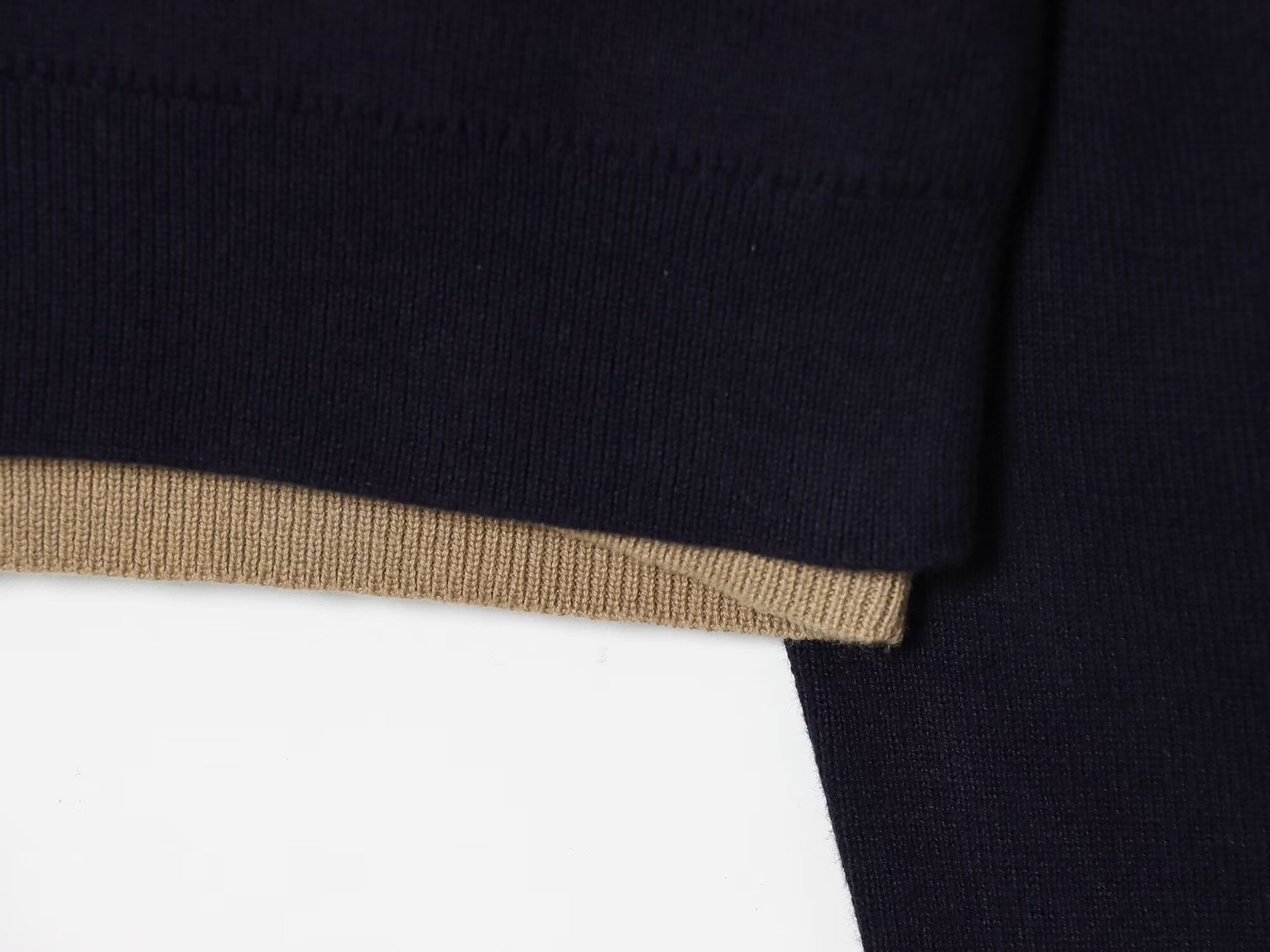 Color blocked patchwork polo collar knit sweater