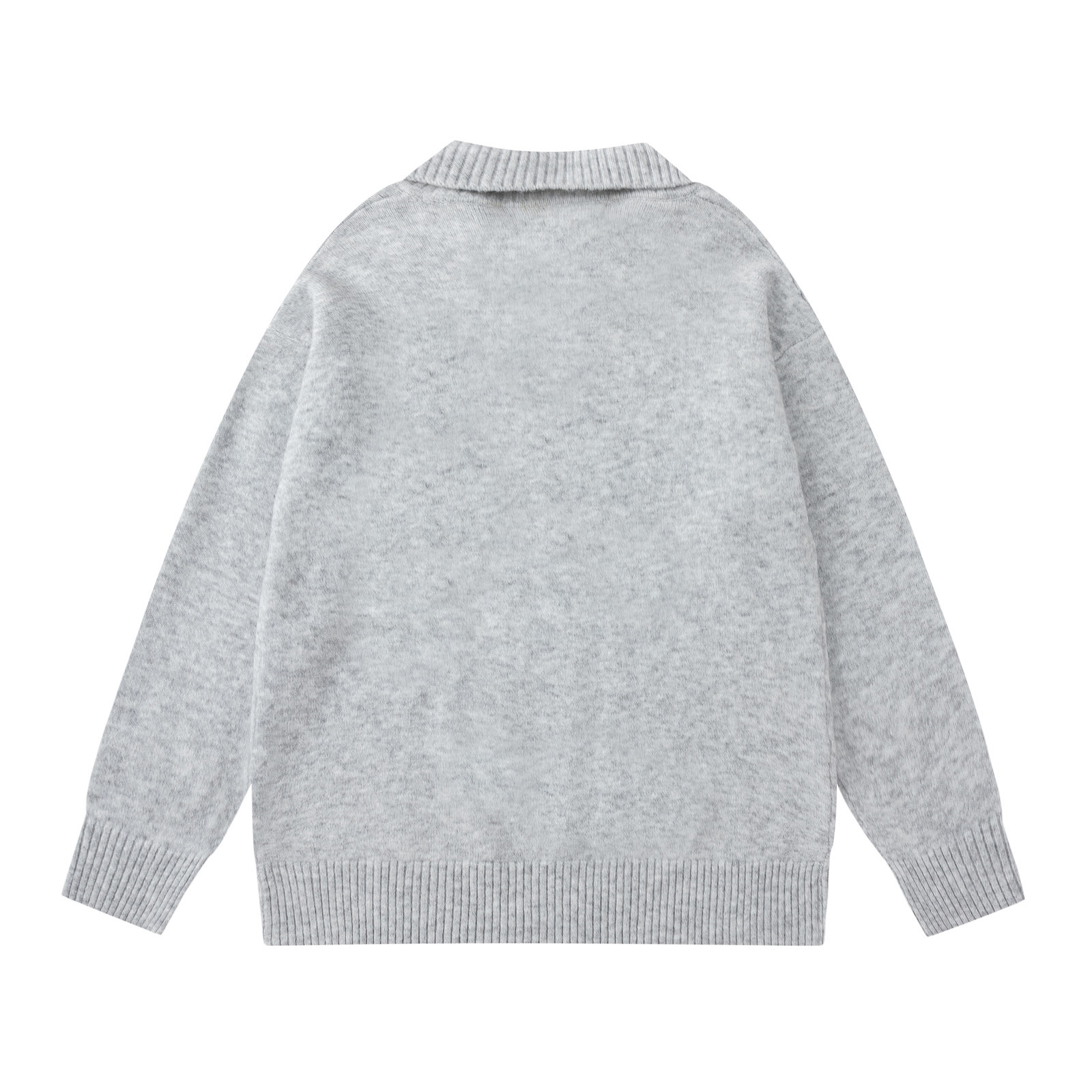 Embroidered Polo Neck Sweater Couple Versatile Loose Casual Knit