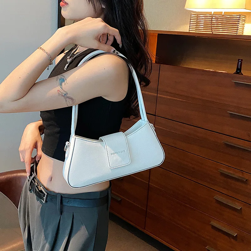 Small PU Leather Underarm Shoulder Bags for Women Designer Fashion Handbags Trend Ladies Solid Color Crossbody Bag