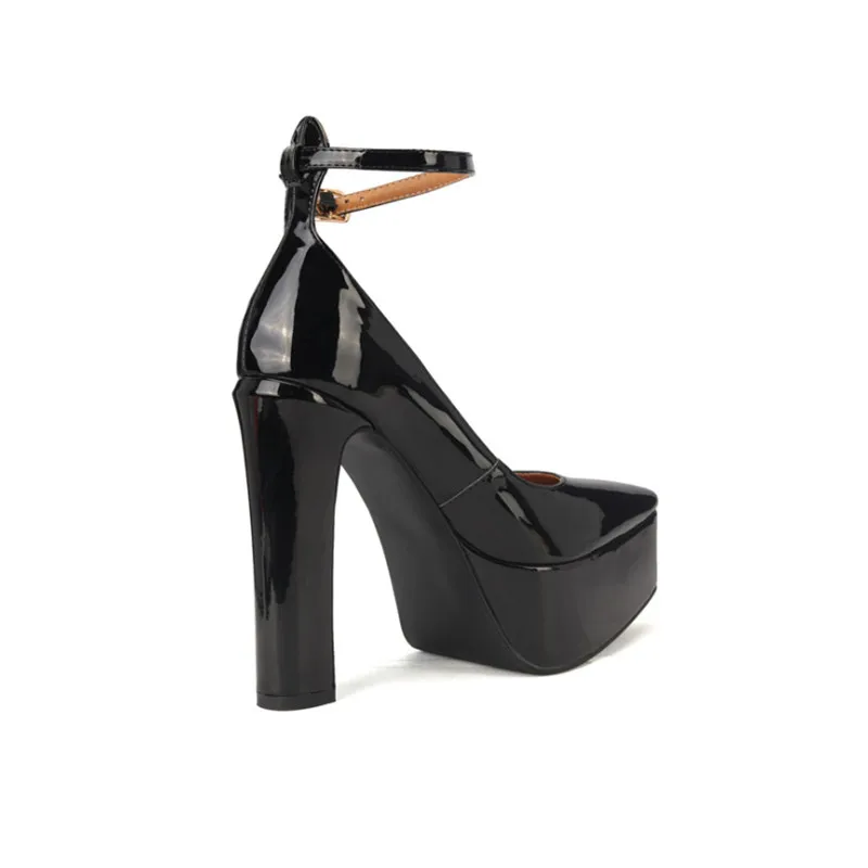 Ladies Shiny Stiletto Raised Sole Evening Shoes