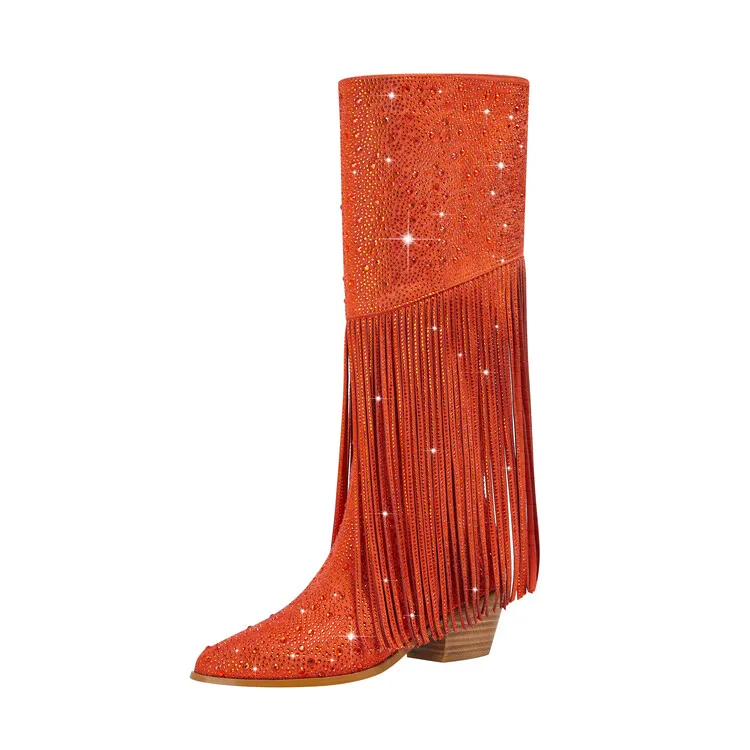 Ladies Rubber Tall Chunky V-Toe Boots