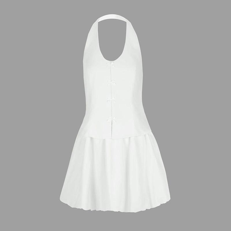 Open Back Slim Knot Strap Sleeveless Dress