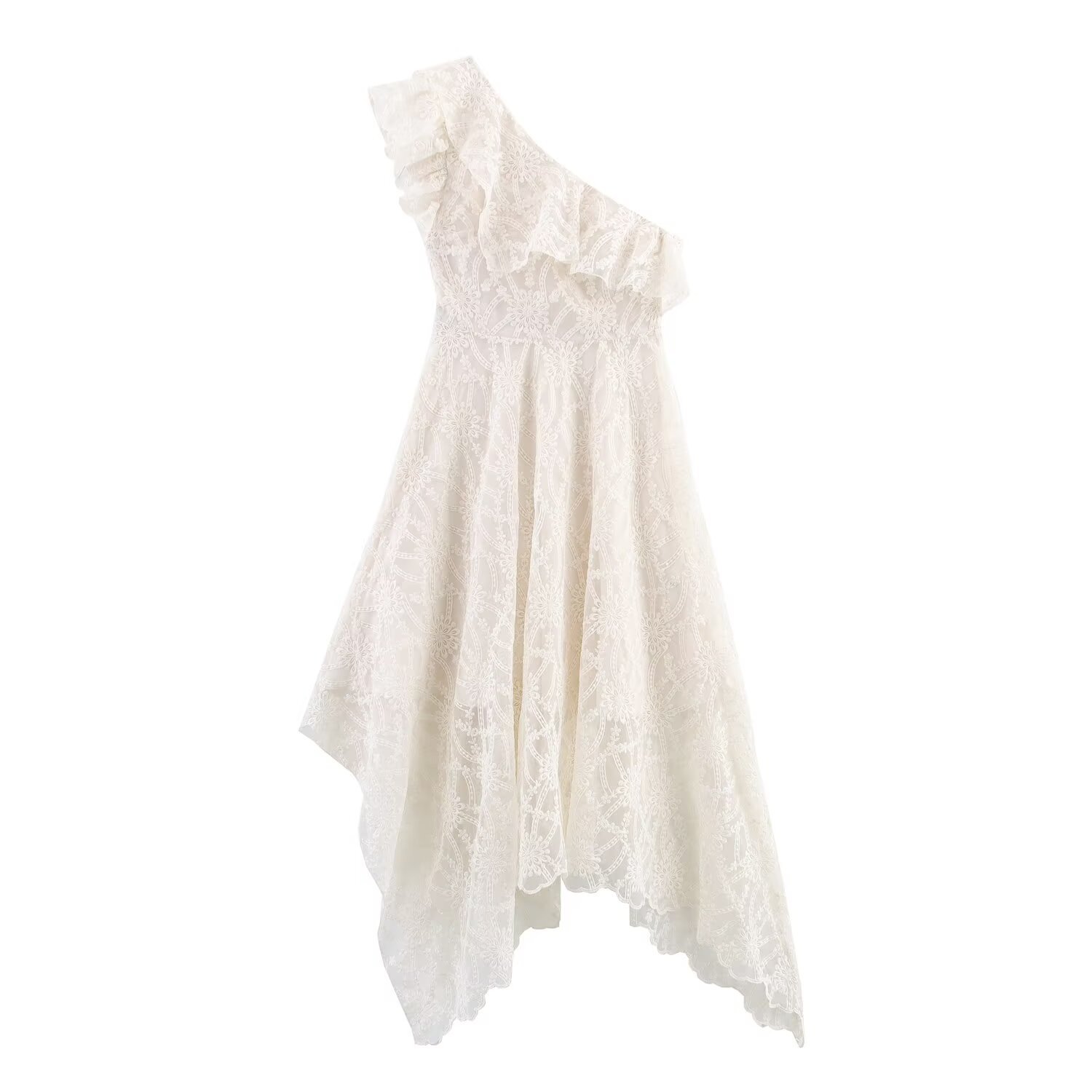Slanted shoulder collar sleeveless asymmetrical long dress for women