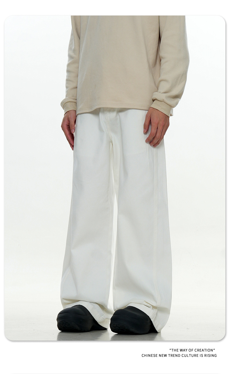 Straight Casual Jeans for Men and Women Cleanfit Trendy Loose Slim Pure Cotton Long Pants