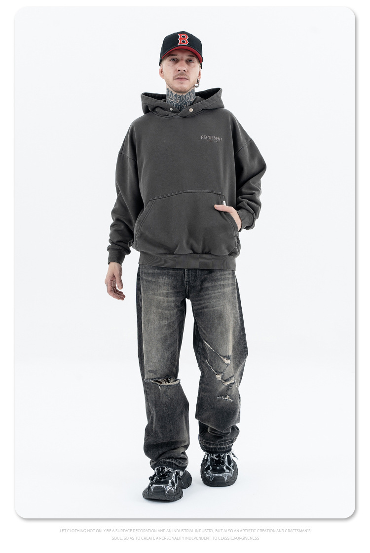 Urban Oversized Cotton Vintage Emblem Hoodie