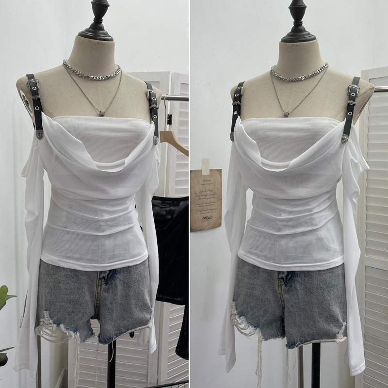 Sexy Asymmetric Full Sleeve Spandex Tee