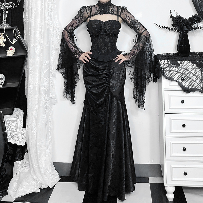 Solid Color Feminine Fitted Off-Center Trumpet Dress